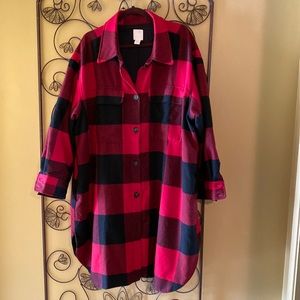 H&M Women Flannel coat Black & Red Size 2X